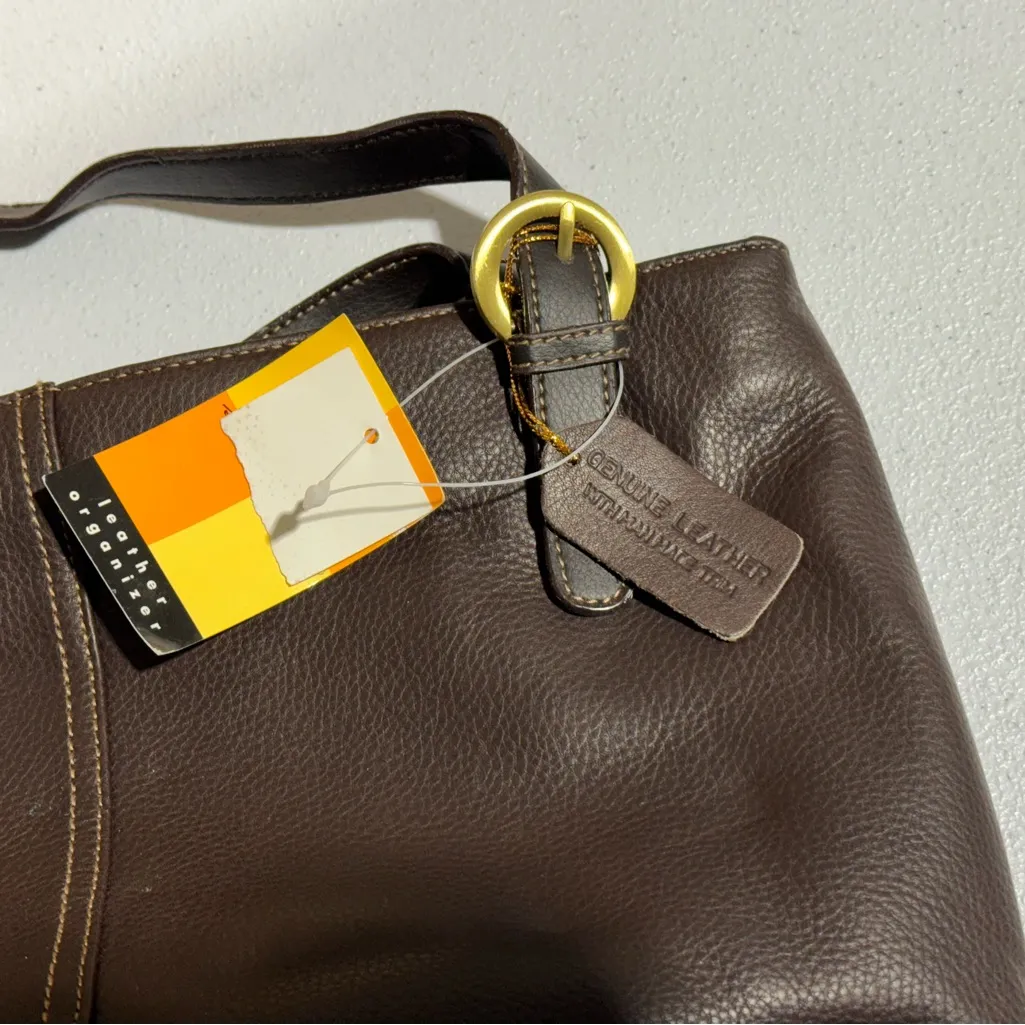 Strada Genuine Leather Organizer Shoulder Bag Tote Purse Brown New with Tags - Image 8