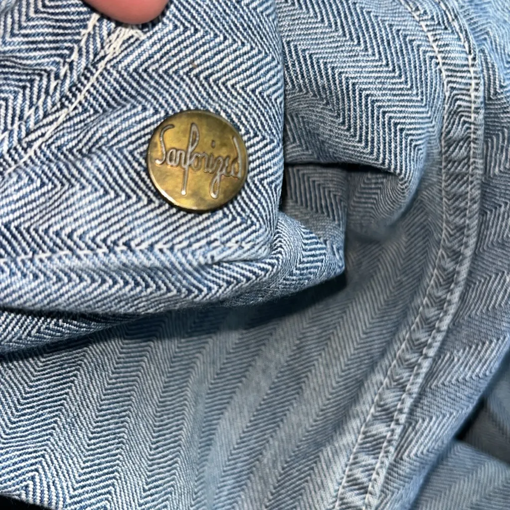 Vintage Denim coveralls vintage striped denim overalls, herringbone denim chore Blue Size XL - Image 15