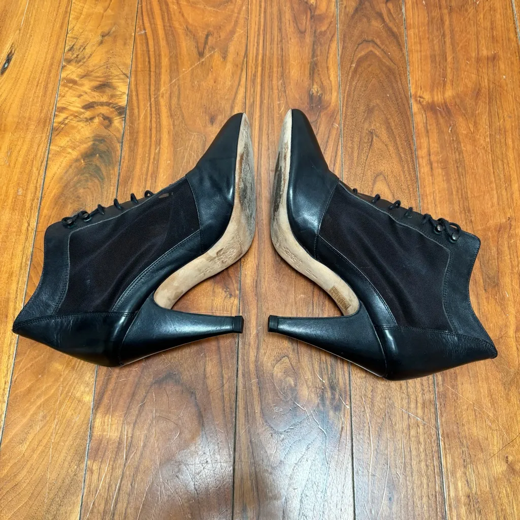 Loeffler Randall Georgia Leather & Mesh Lace-Up Heeled Black Bootie 9.5 - Image 8