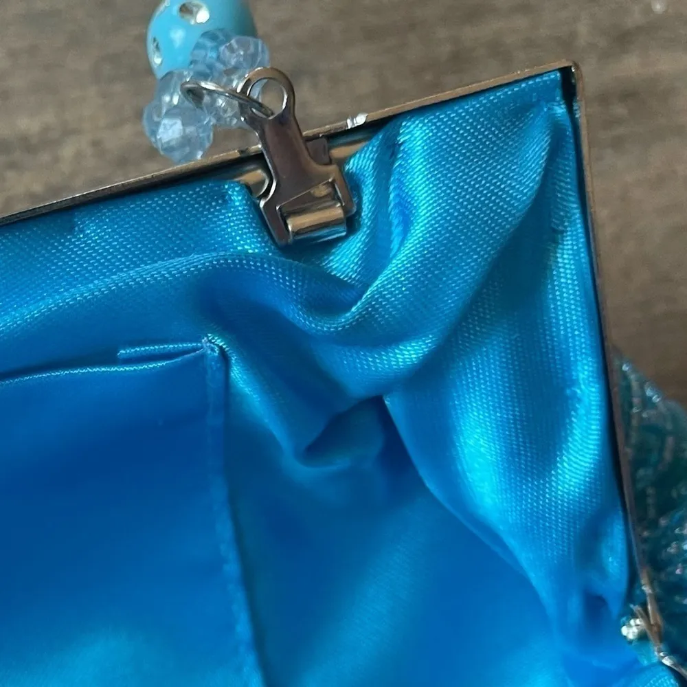 Vintage Far Nine beaded rhinestone sequin kisslock clutch purse bag - Image 5