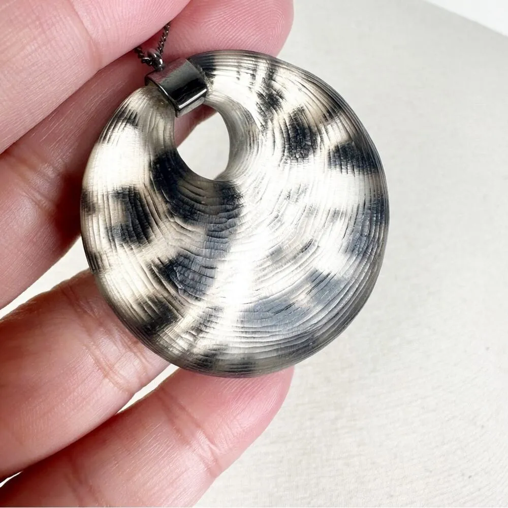Alexis Bittar Circular Animal Print Lucite Pendant Necklace - Image 4