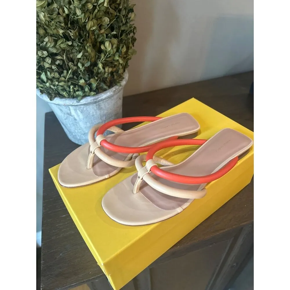 Mansur Gavriel Filo Flip Flops Sandals Sand/Papaya Womens Size 36 Orange - Image 7