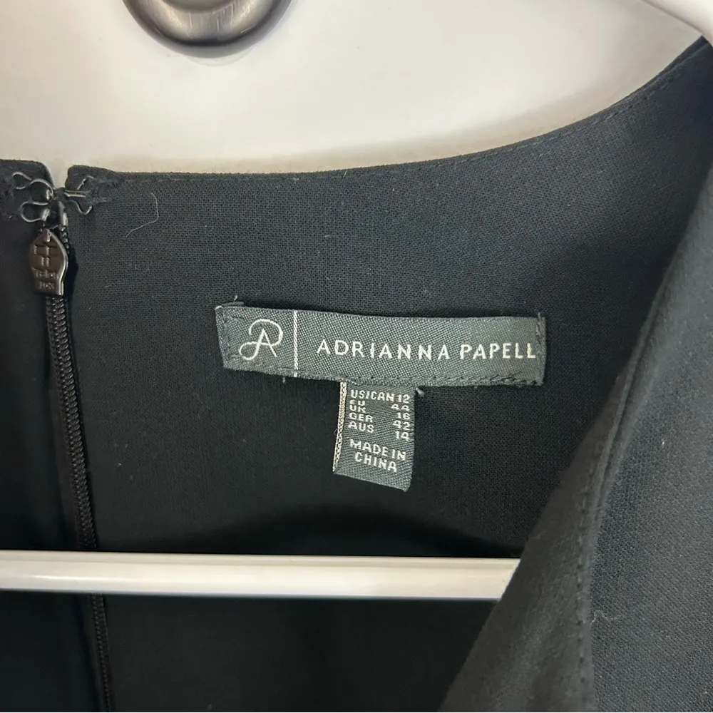 Adrianna Papell Black V-neckline Peplum Sheath Dress Size 12 - Image 8