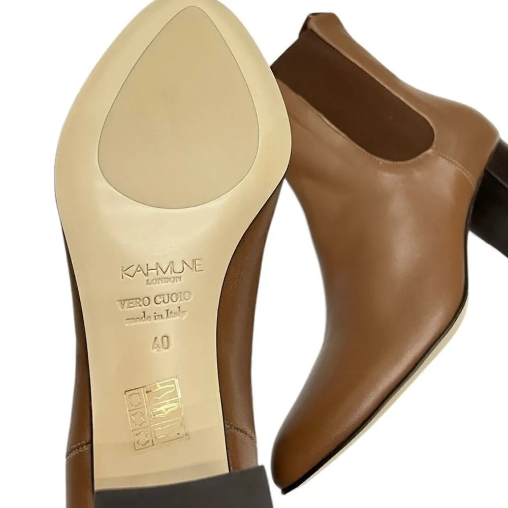 Kahmune London Mila Heeled Leather Bootie in Brown size 10 (ER 40) NWOB - Image 6