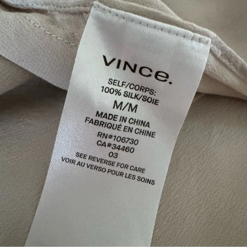 Vince Drape Panel Silk Midi Skirt in Sandstone Size M - Image 10