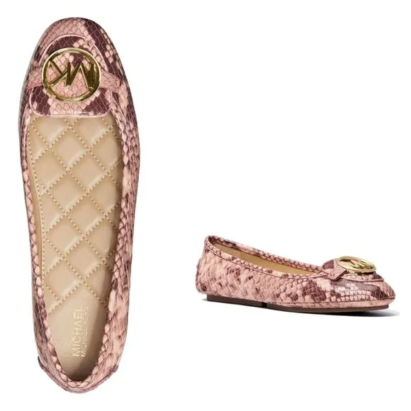 New! MICHAEL KORS Women's Leather Snake-embossed Lillie Flat Shoes Moccasins 9.5 - Image 2