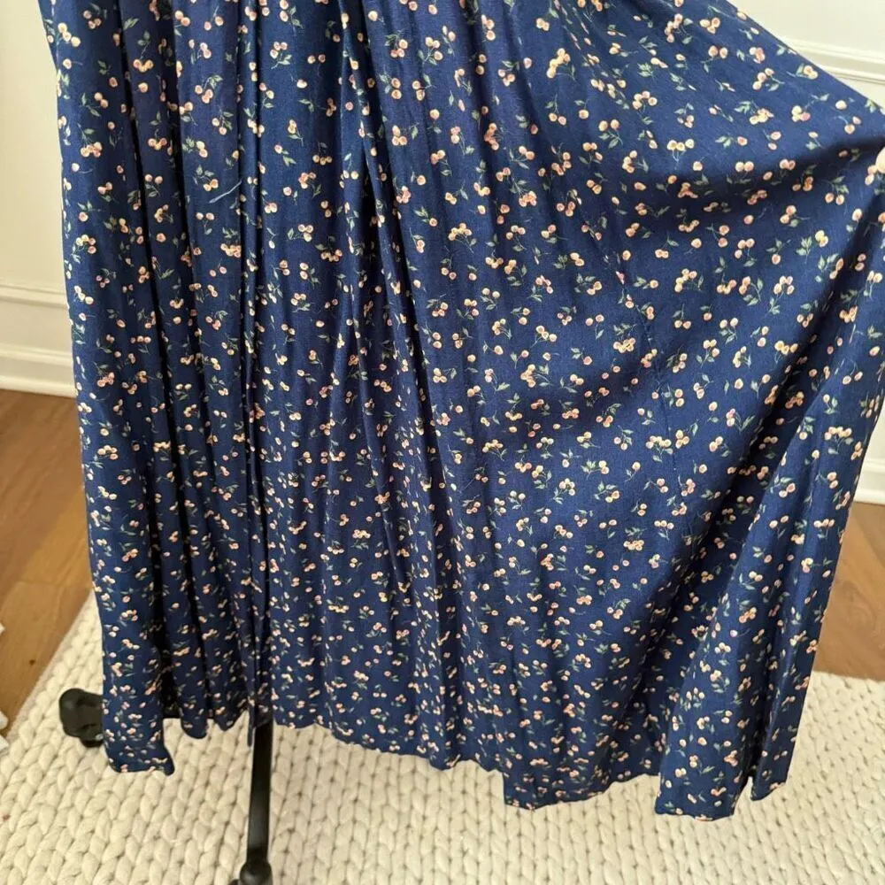 Vintage 90s Cristin Steven’s Calico Lace Front Prairie Dress L Blue Size L - Image 7