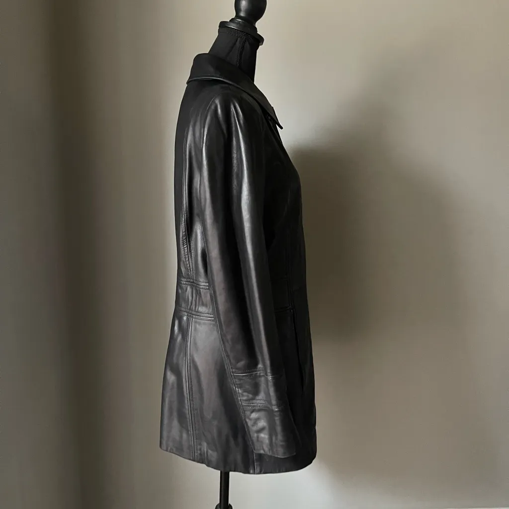 Calvin Klein Black Leather Women's Jacket Size M - Image 2