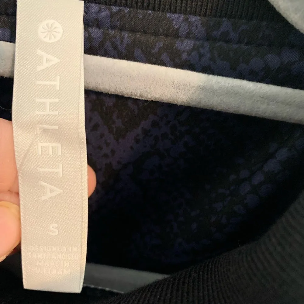 Athleta Brooklyn Bomber‎ Zip Up Jacket Blue Python Size S - Image 4