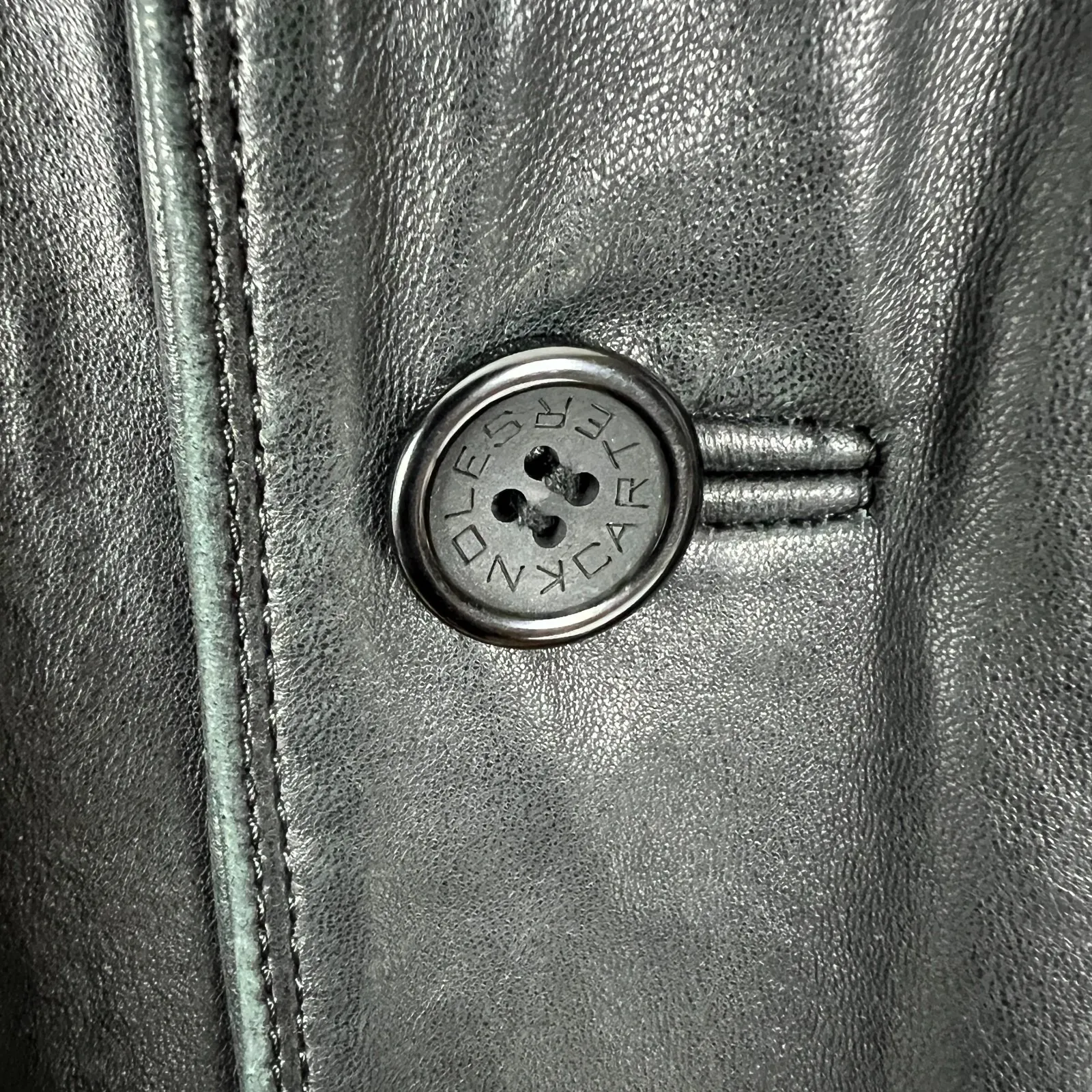 Knoles & Carter Italian Lamb Skin Leather Jacket Mens Medium Black Button Lined - Image 6