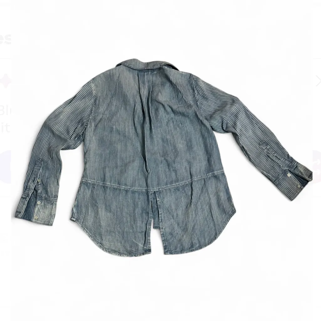 Cloth & Stone striped Denim button down size Small - Image 3