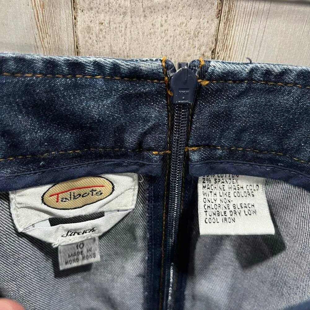 Vintage Talbots Denim Mermaid Fit N Flare Maxi Skirt Womens 10 Modest No Slit - Image 3