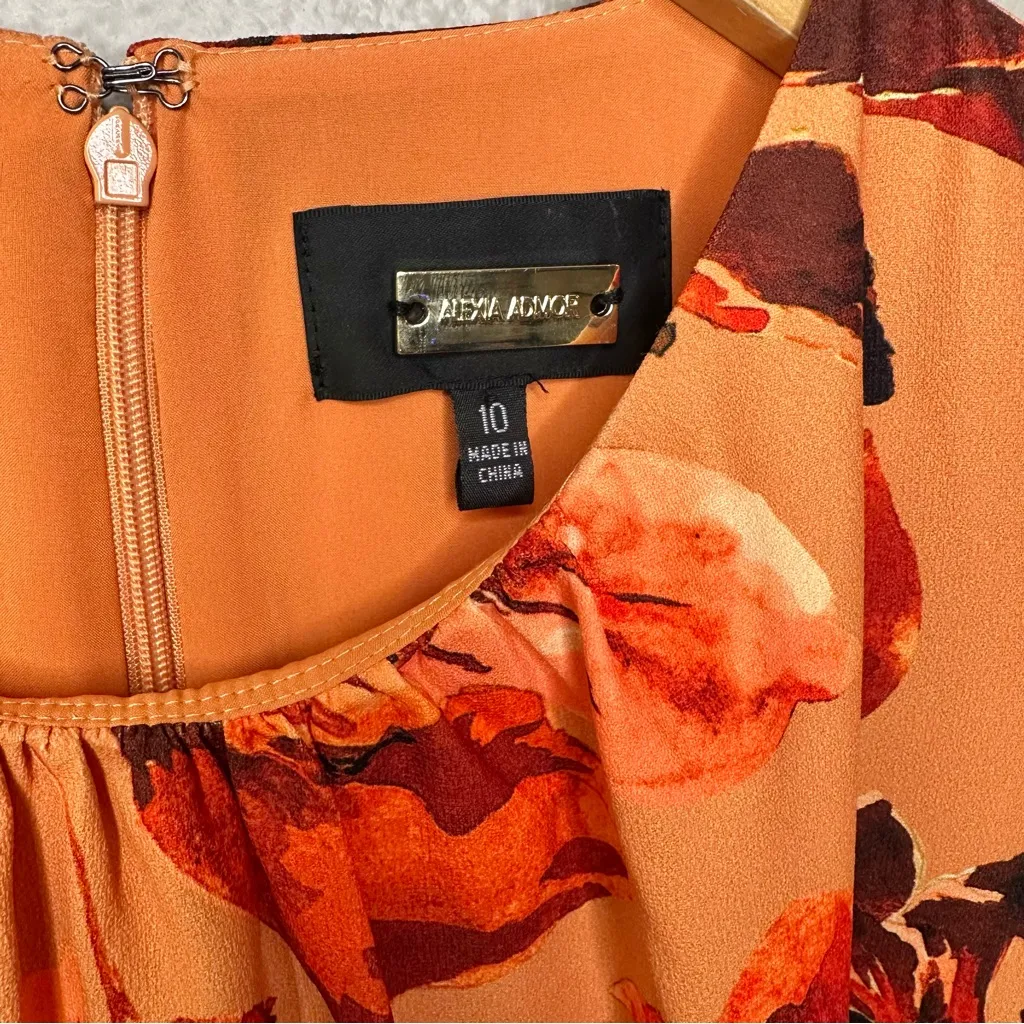 Alexia Admor Yesenia Fit and Flare Long Sleeve Orange Floral Maxi Dress - Image 5