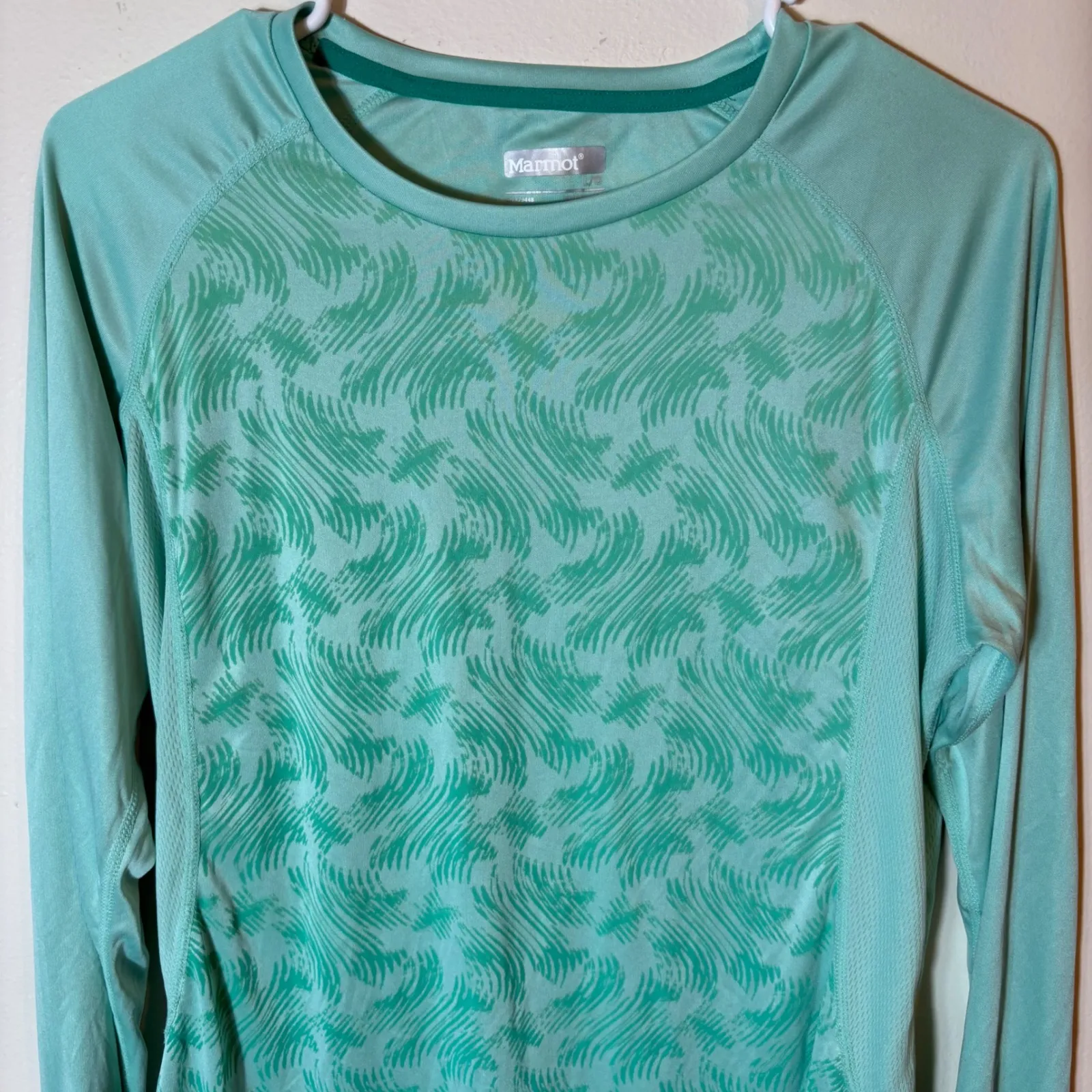 Marmot Womens Long Sleeve Top Activewear Athletic Teal Patterned‎ Large - Image 2