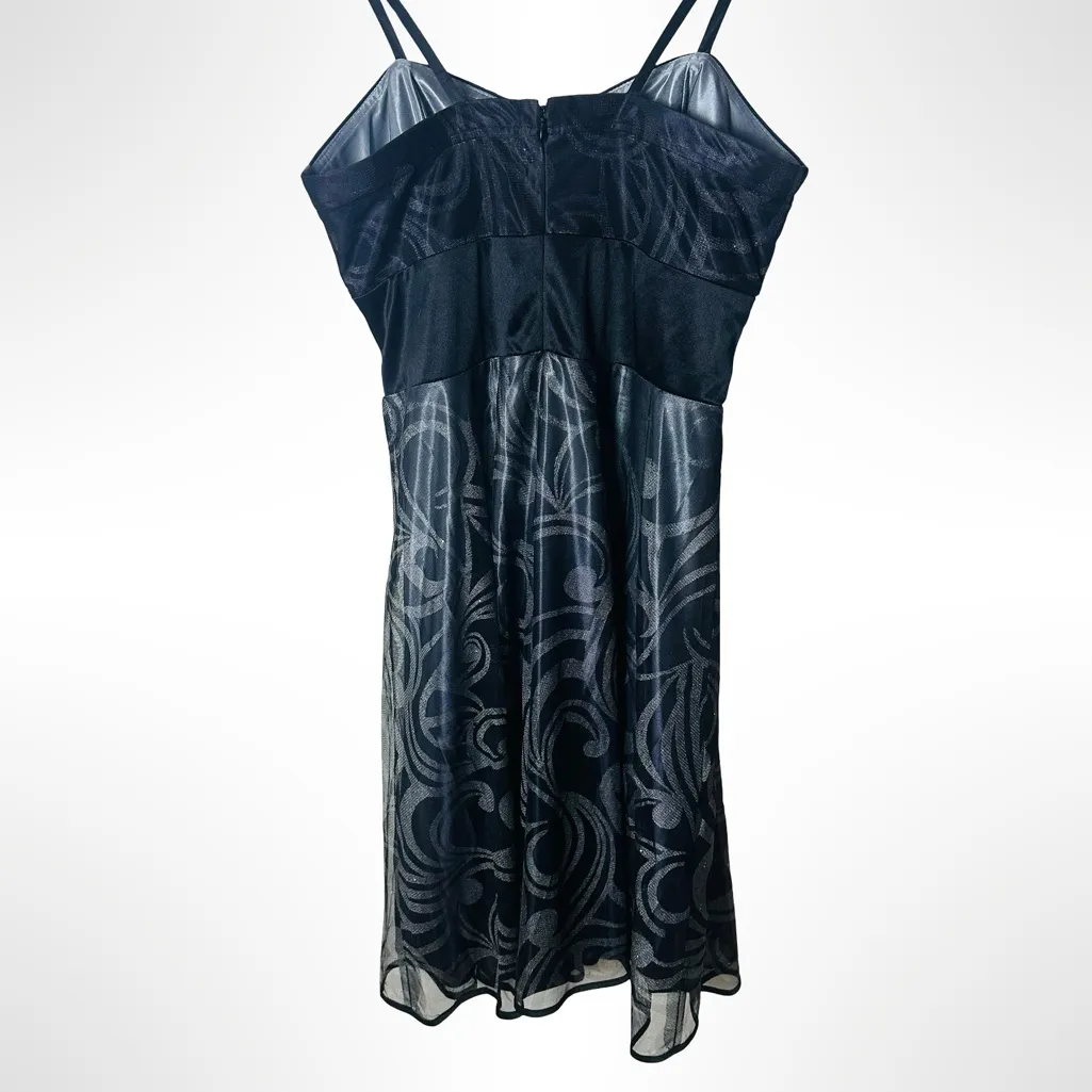 Y2K Black Sheer Overlay Spaghetti Strap Mini Cocktail Dress 12 Whimsigoth Fairy - Image 9