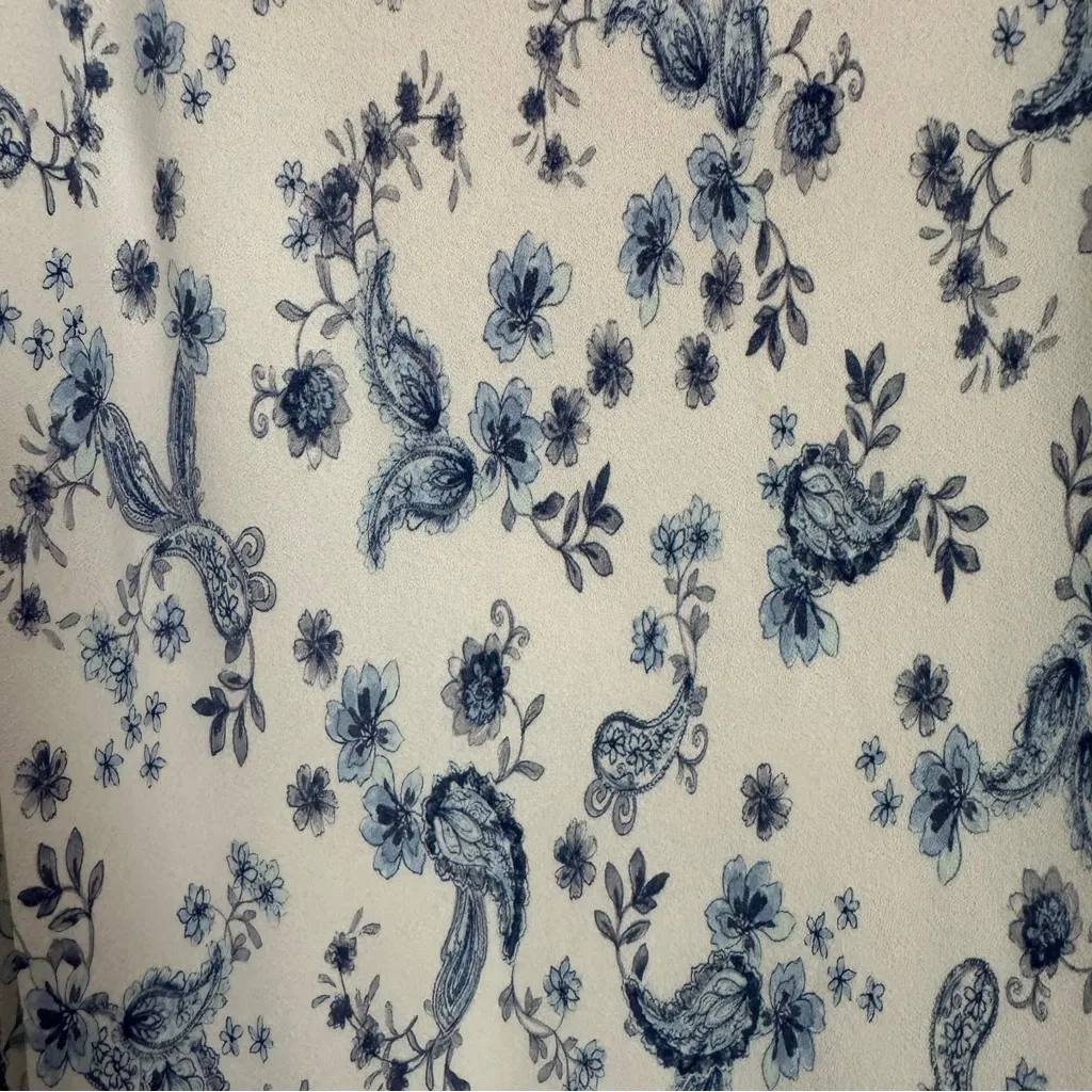 Spiritual Gangster Blue Paisley Floral Print White Midi Slip Dress Size Large - Image 7