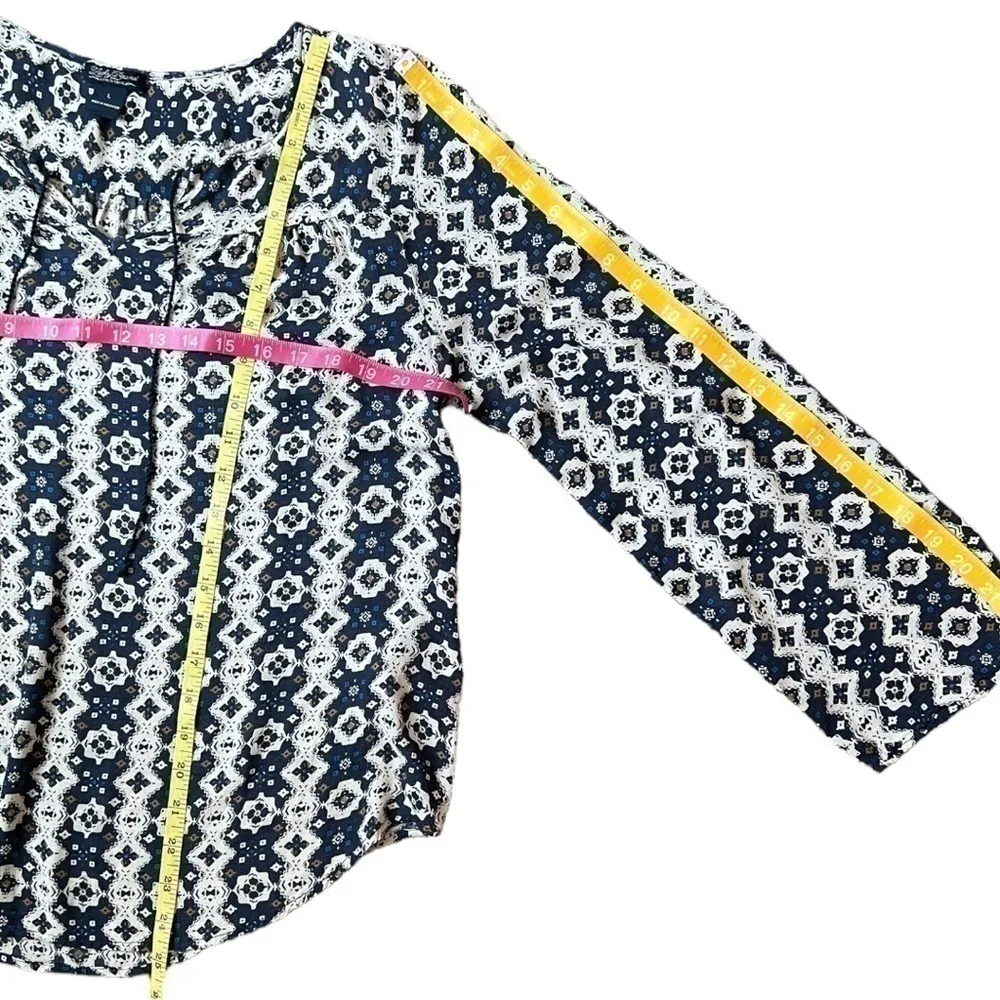 𝅺lucky Brand Printed Long Sleeve Soft Pullover Top w/ Diamond Patterns in Large - Image 6