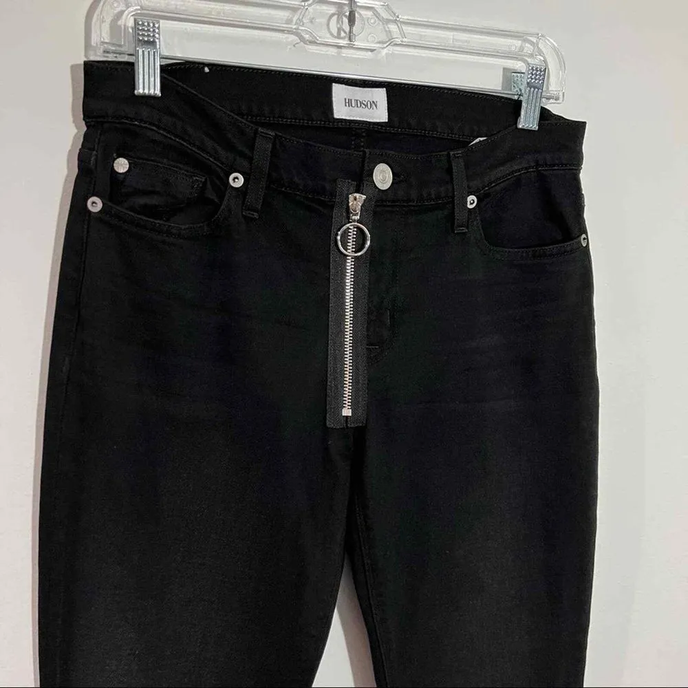 Hudson Riley Crop Relaxed Straight Jeans Exposed Zipper‎ In LOWB Size 26 - Image 4