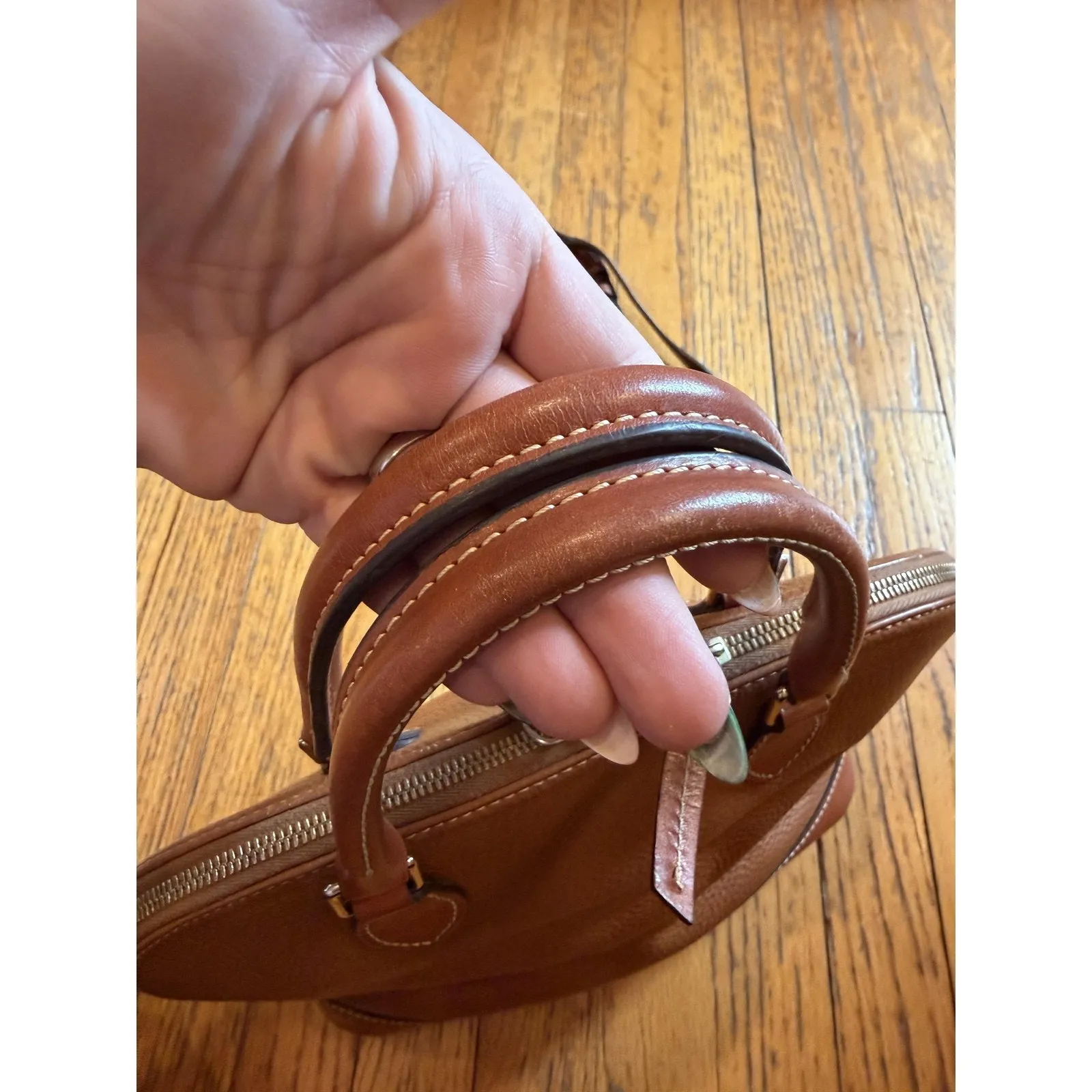 Dooney & Bourke Satchel Bag Womens Brown Pebbled Leather Zip Crossbody Purse - Image 4