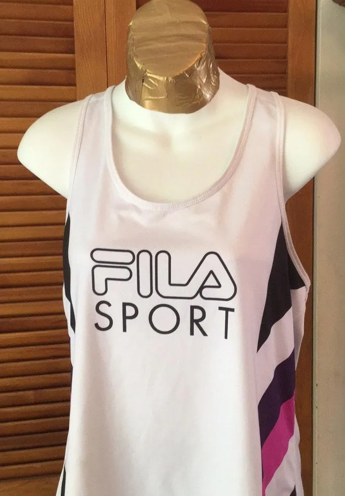 FILA White Racerback Tank Top - Image 3