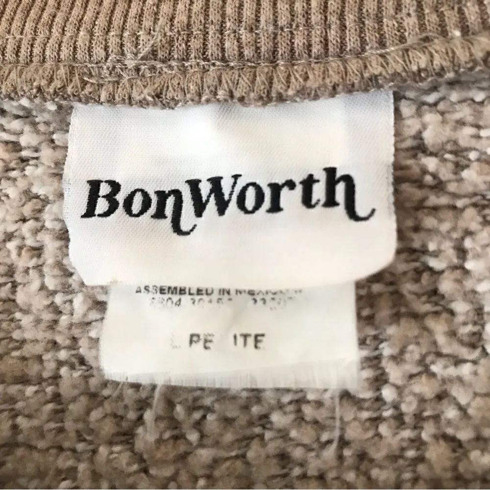 Vintage Y2K Bon Worth birds of winter Christmas button up grannycore cardigan PL Tan Size L - Image 8