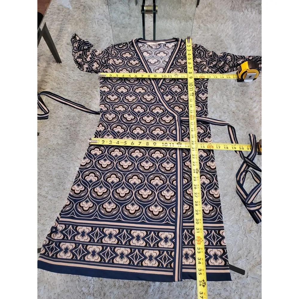 Max Studio Women's Blue Polyester V-Neck Long Sleeve Casual Knee Length Dress S - Image 12