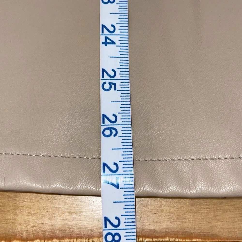 Topshop Womens Short Sleeve Faux Leather Oversized Button-up Shirt Tan Beige 4 N - Image 7