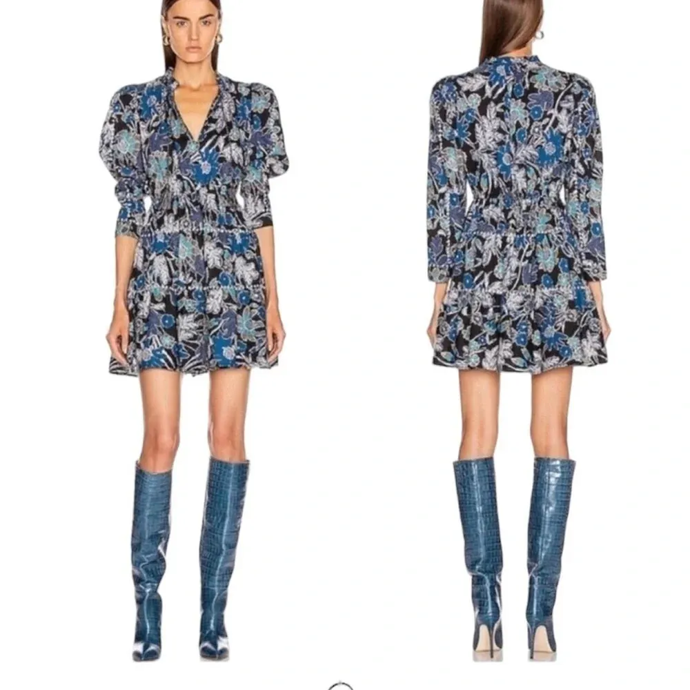 Ulla Johnson Liv Lapis Blue Floral Dress - Image 4