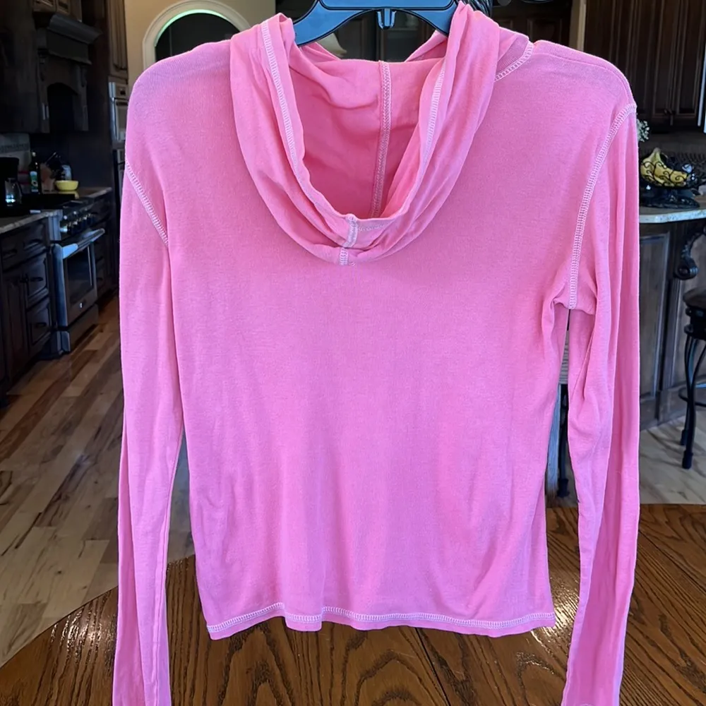 DKNY Active Hoodie Lightweight Shirt Long Sleeve Top Pink Cotton Womens Medium - Image 4