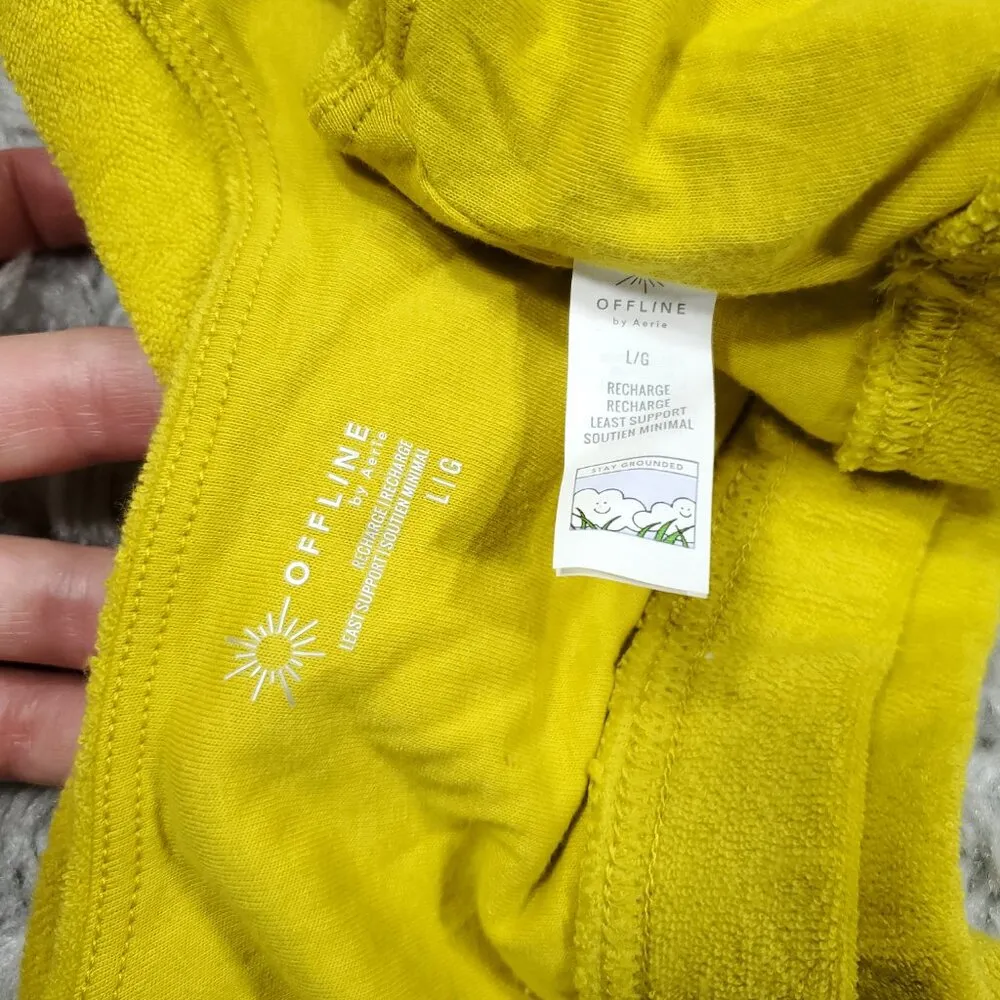 Aerie Offline Recharge Summer Lights Terry Sports Bra Size Large Yellow Unlined - Image 6