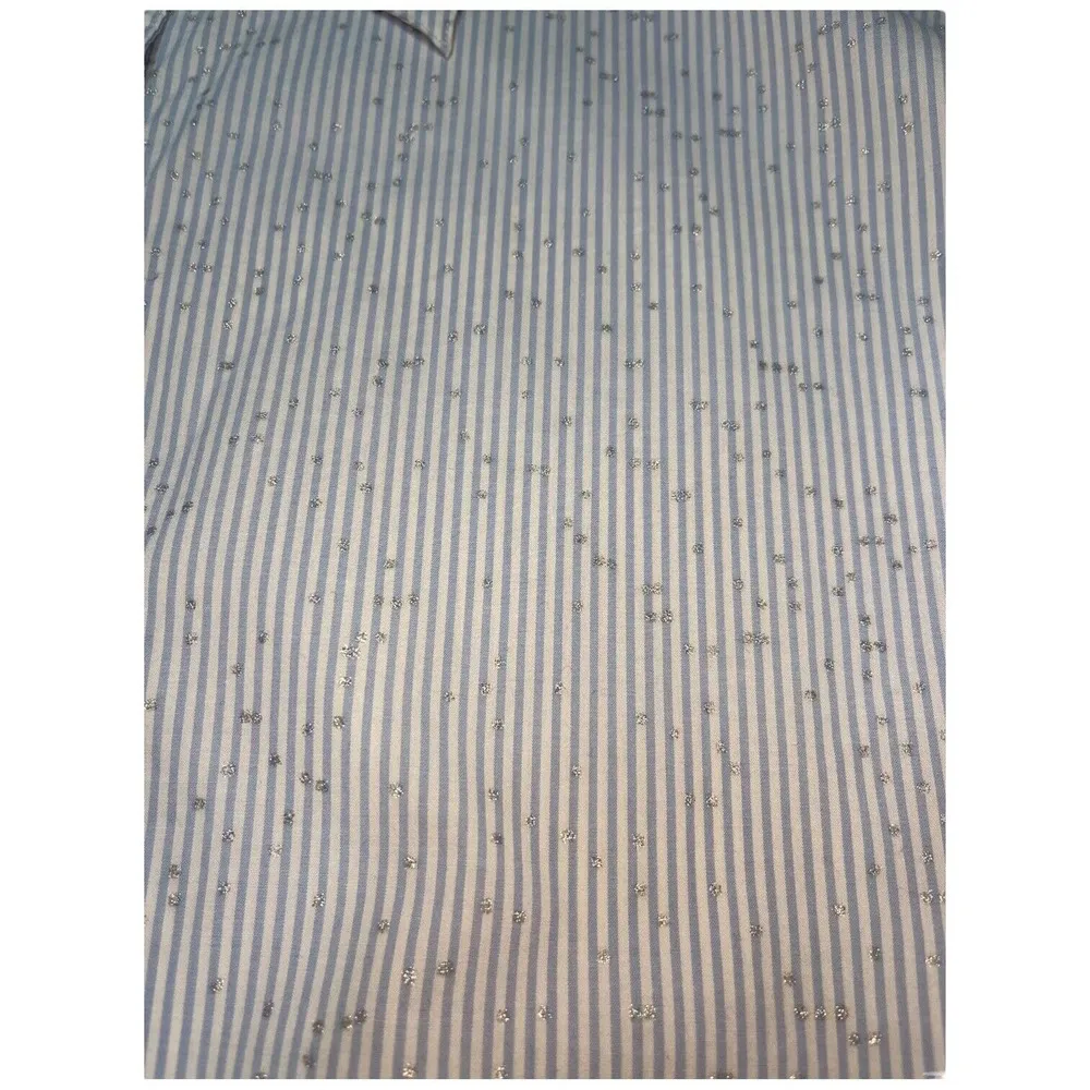 Lane Bryant Pinstriped Ruffle Short Sleeves Collared Button Up Dressy Shirt 26 - Image 10