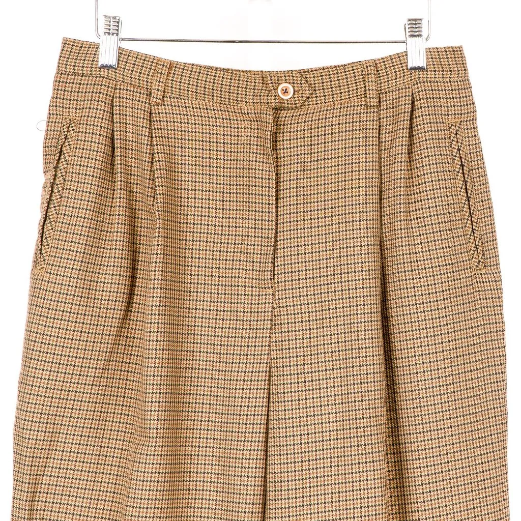 Houndstooth VTG Pants 12 Womens 70s Pockets Career Casual Retro Straight Brown - Image 2