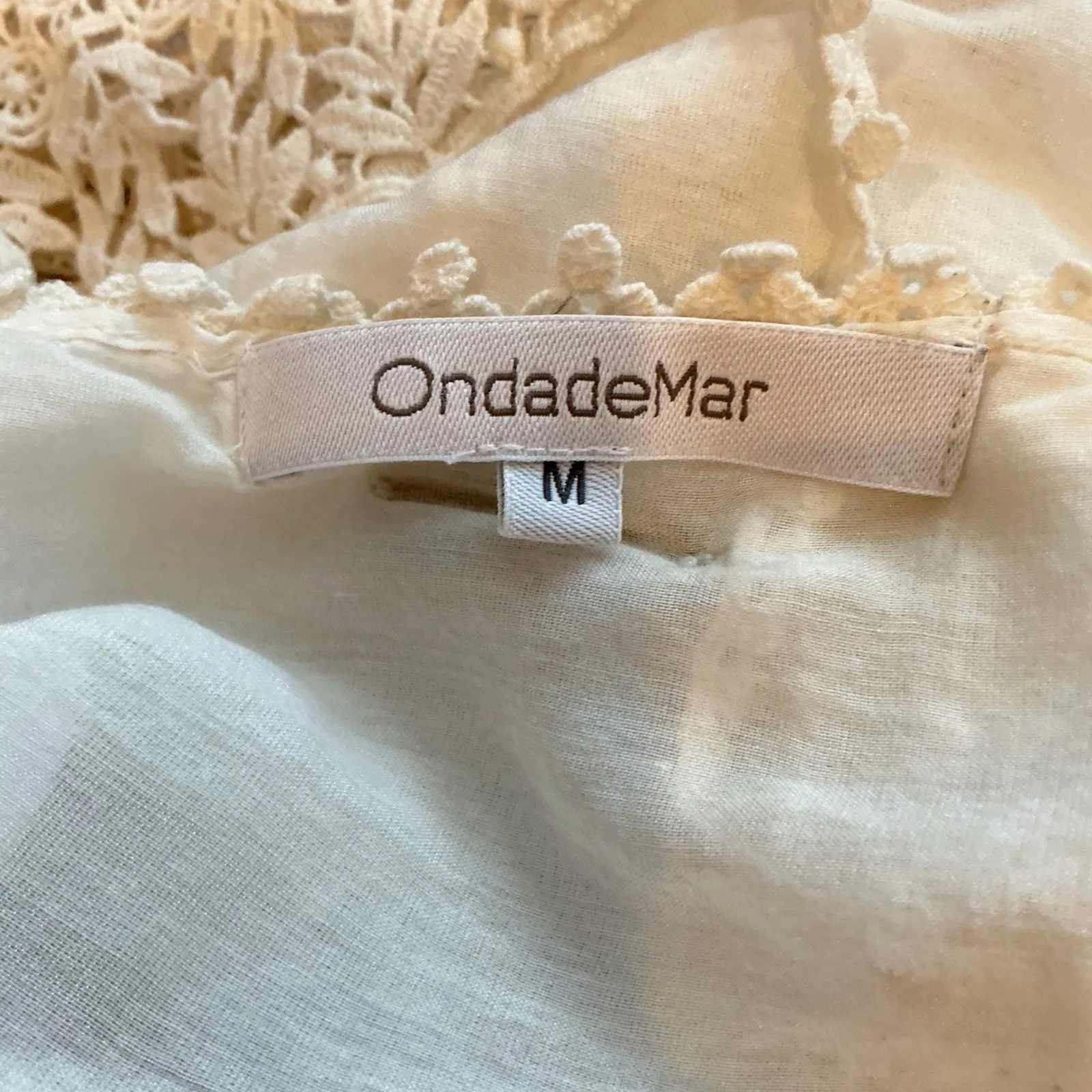 OndadeMar White Embroidered Crochet Lace Kimono Cover Up Tunic M Size M - Image 5