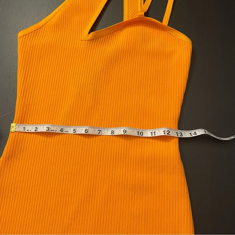 Bebe One Shoulder Bandage Dress Marigold Orange Ribbed Women’s Size Small - Image 8