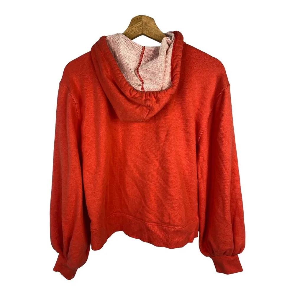 Cabi Womens Poet Sleeve Oversized Tassel Zip Up Hoodie Coral Orange size Small - Image 3