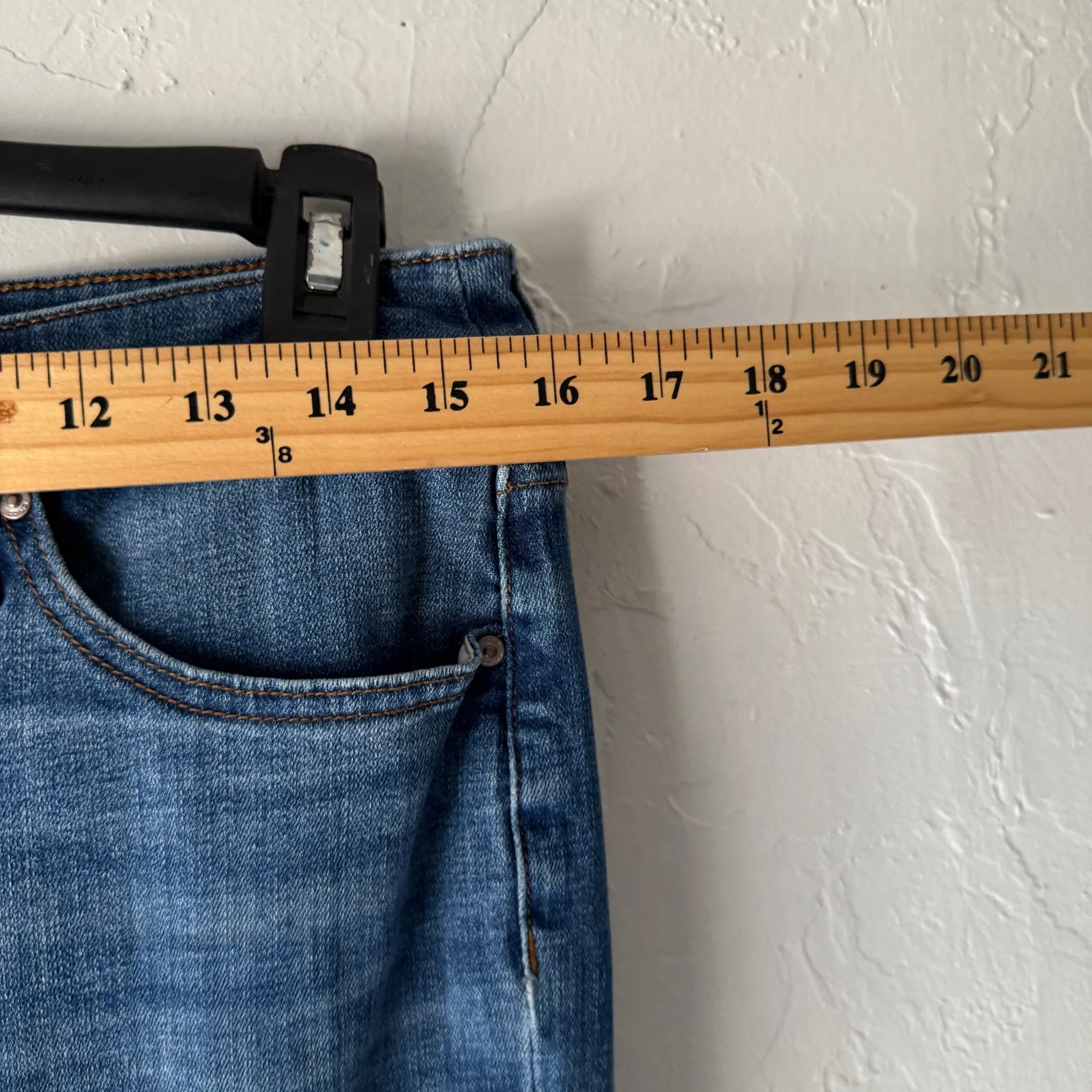 Chico’s So Slimming Girlfriend Skinny Jeans Button‎ Hem Blue Denim Size 8 - Image 7