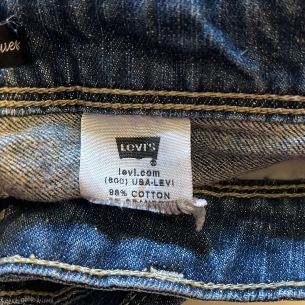 Levi's Night Blues Boot Cut Jeans Blue Medium Wash Fading Whiskering Rhinestones - Image 6