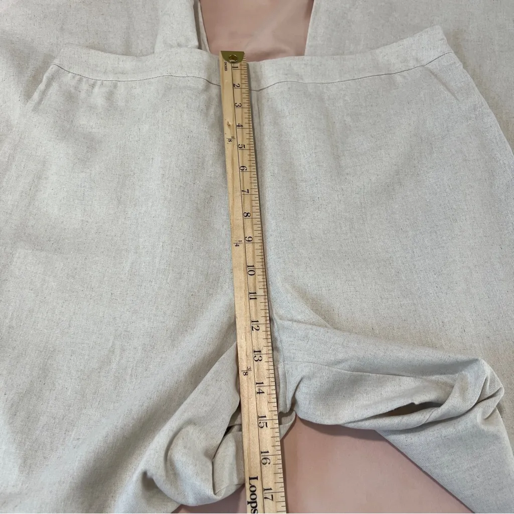 Faeriesty Wide Leg High‎ Rise Beige Linen Blend Side Zip Pants Size 2X Tan - Image 13