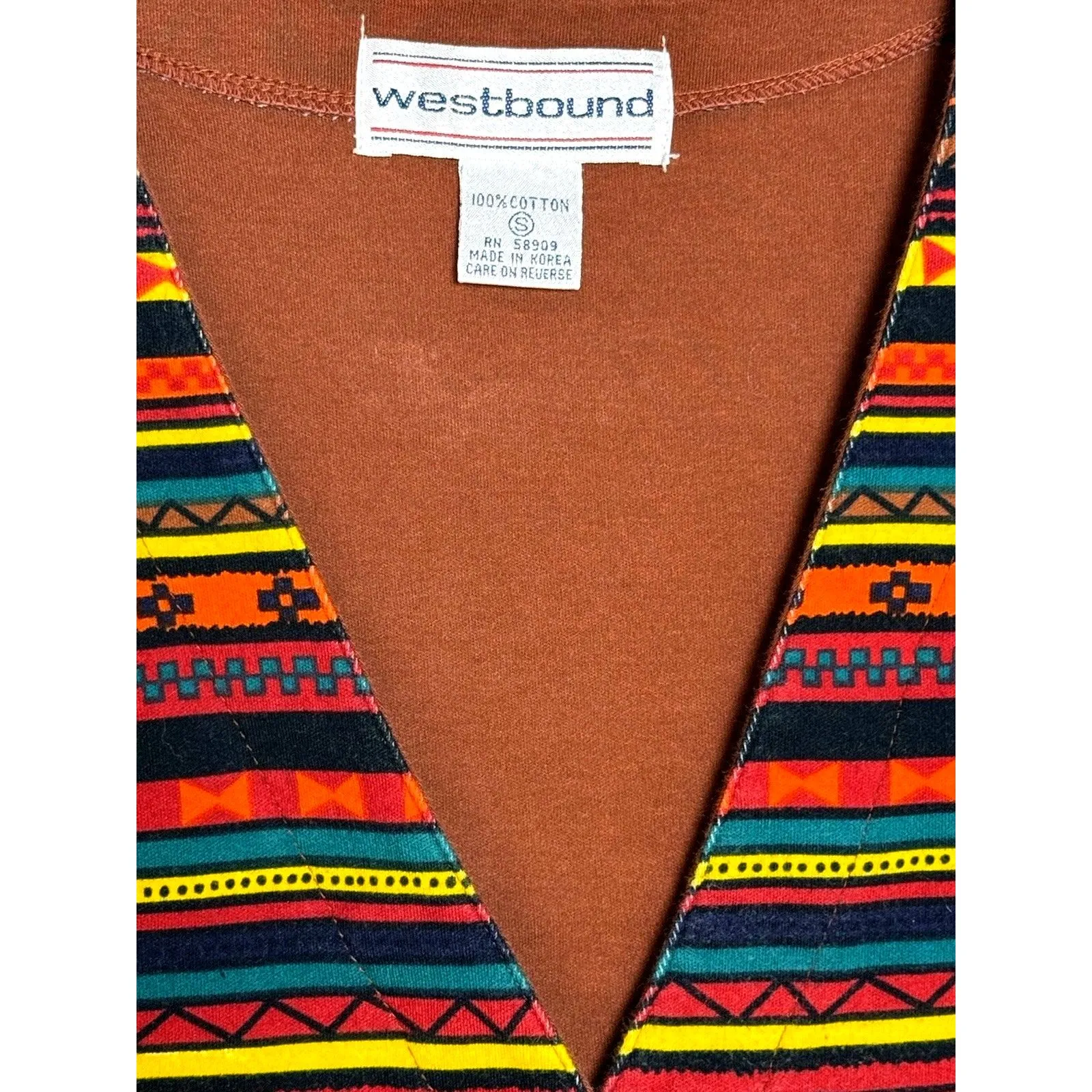 Westbound Aztec Vest Mens/Women’s Small Southwestern Vintage Navajo 100% Cotton - Image 3