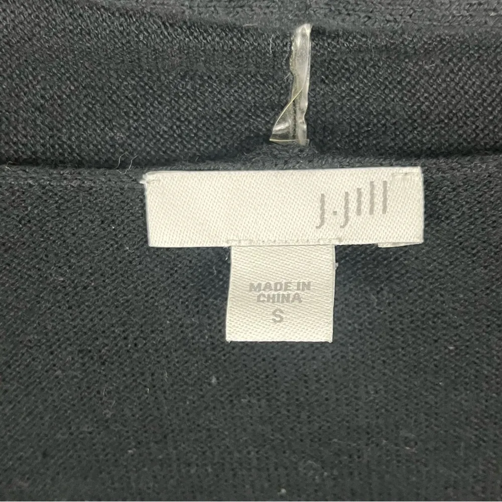 J. JILL Black Silk Wool Blend Deep V-Neck Long Sleeves Sweater, Size Small - Image 4