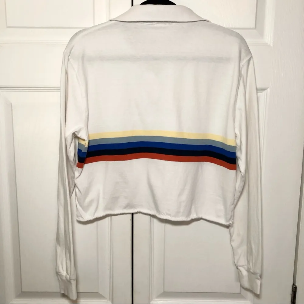 John Galt Brandy Melville White Striped Long Sleeve Collared Shirt Size S - Image 7