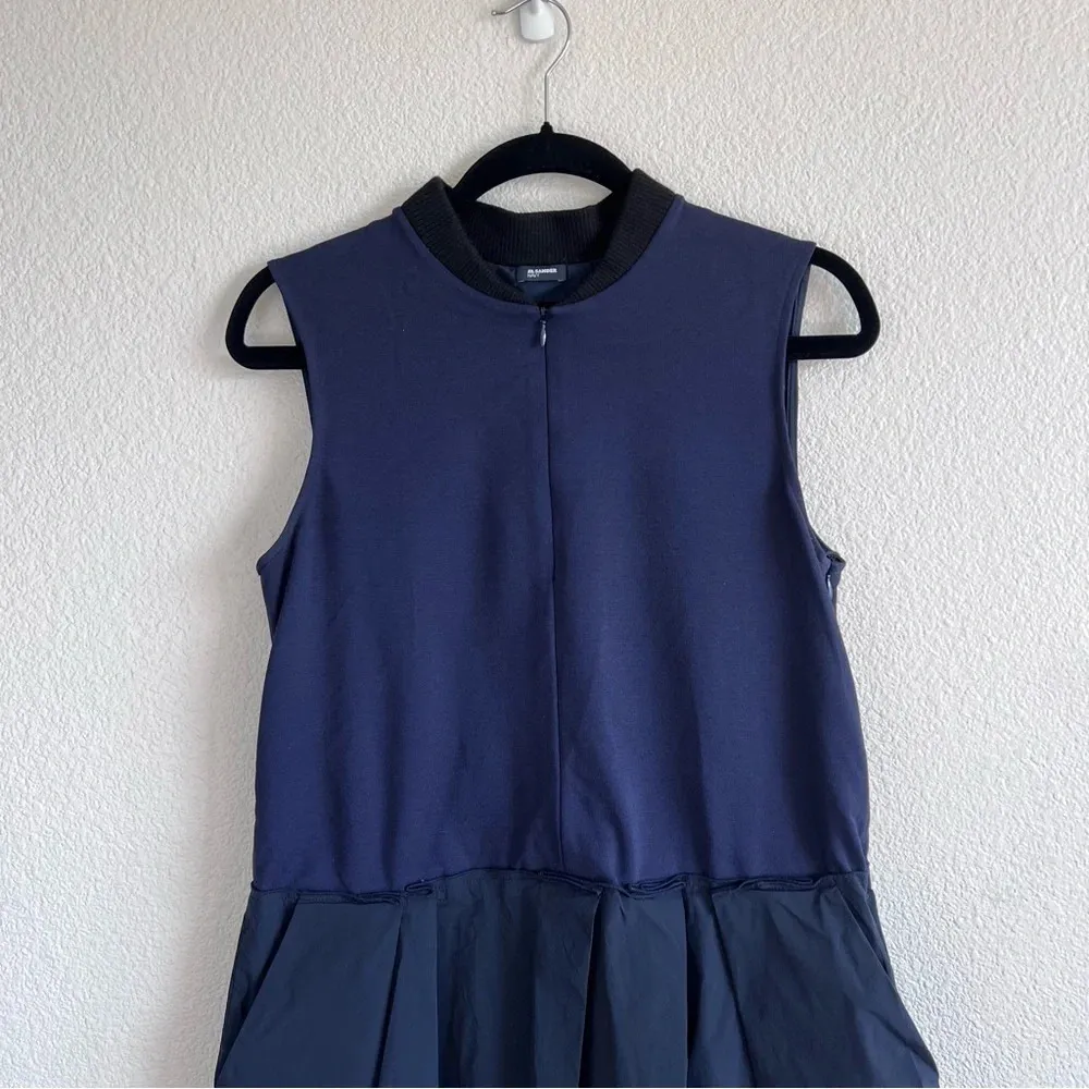 Jil Sander Navy - Navy Sleeveless A-Line Mini Dress - Image 2