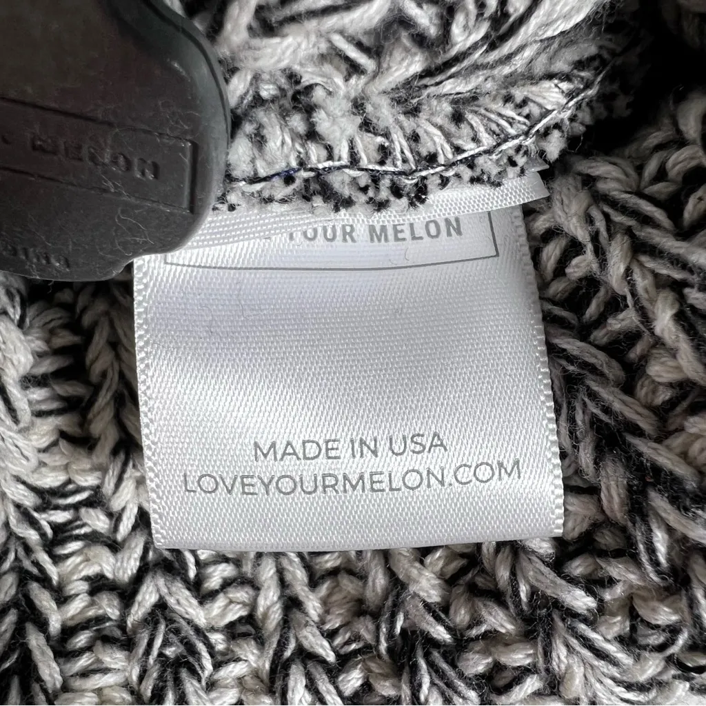 Love Your Melon Black and White Knit Pom Beanie - Image 5