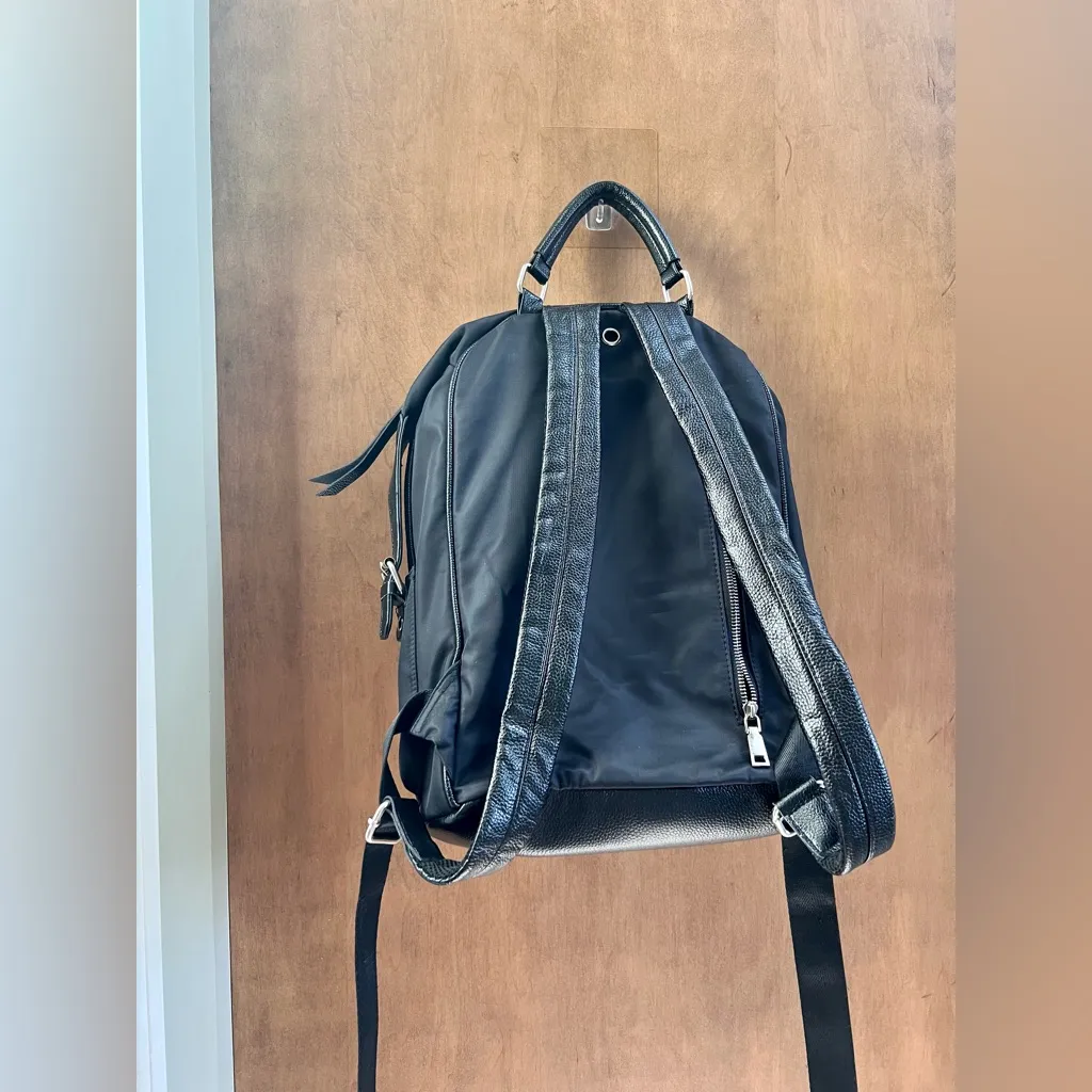 Women’s Backpack with Faux Leather Straps Black - Image 4