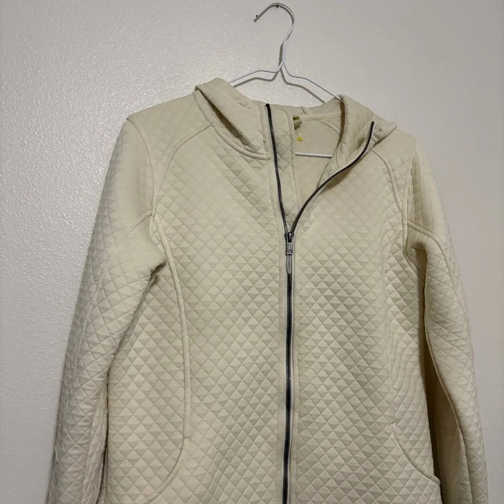 Women's ExOfficio Cream Quilted Zip Up Jacket Medium - Image 3