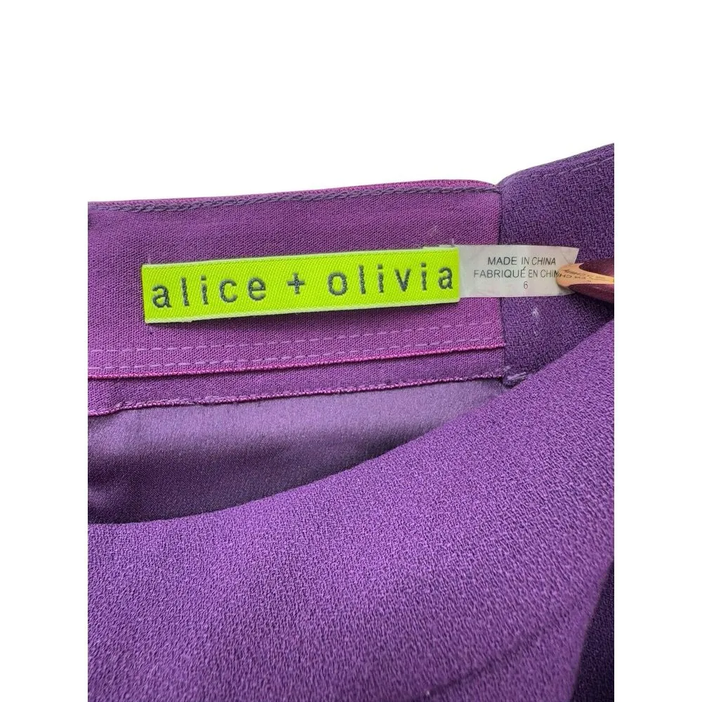 Alice + Olivia Purple Ena Hook‎ Eye Closure Blazer Skirt Suit Outfit Set Size 6 - Image 10