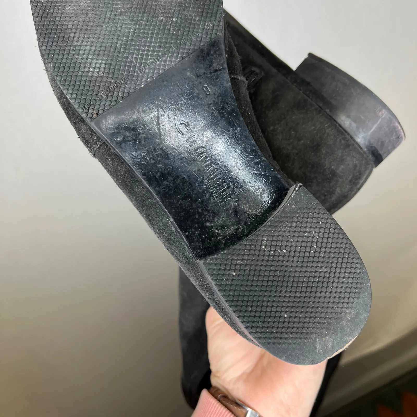 La Canadienne Black Suede Knee High Boots Slouchy Foldover Flat Size 9 Zip Up - Image 9