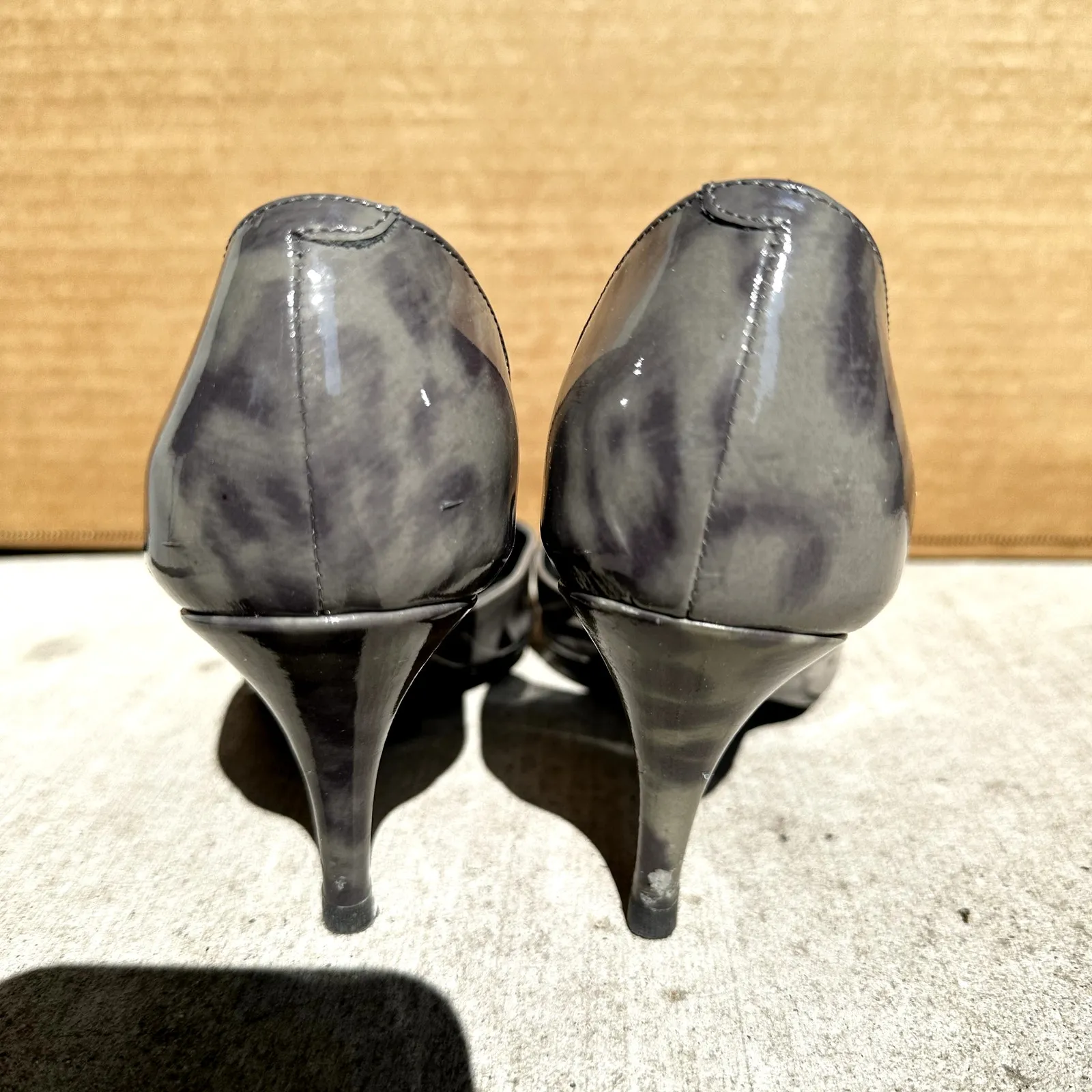 J. Crew Valentina D'orsay Pump Heels Patent Leather Pointed Toe Leopard Gray 6.5 - Image 5