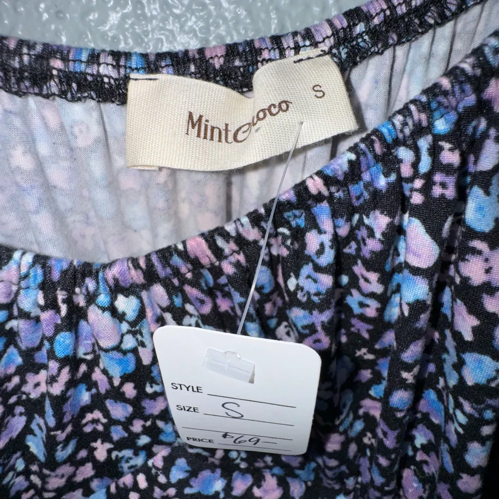 🌸 Mint & Coco Floral Mini Dress – Size S 🌸 Blue - Image 3