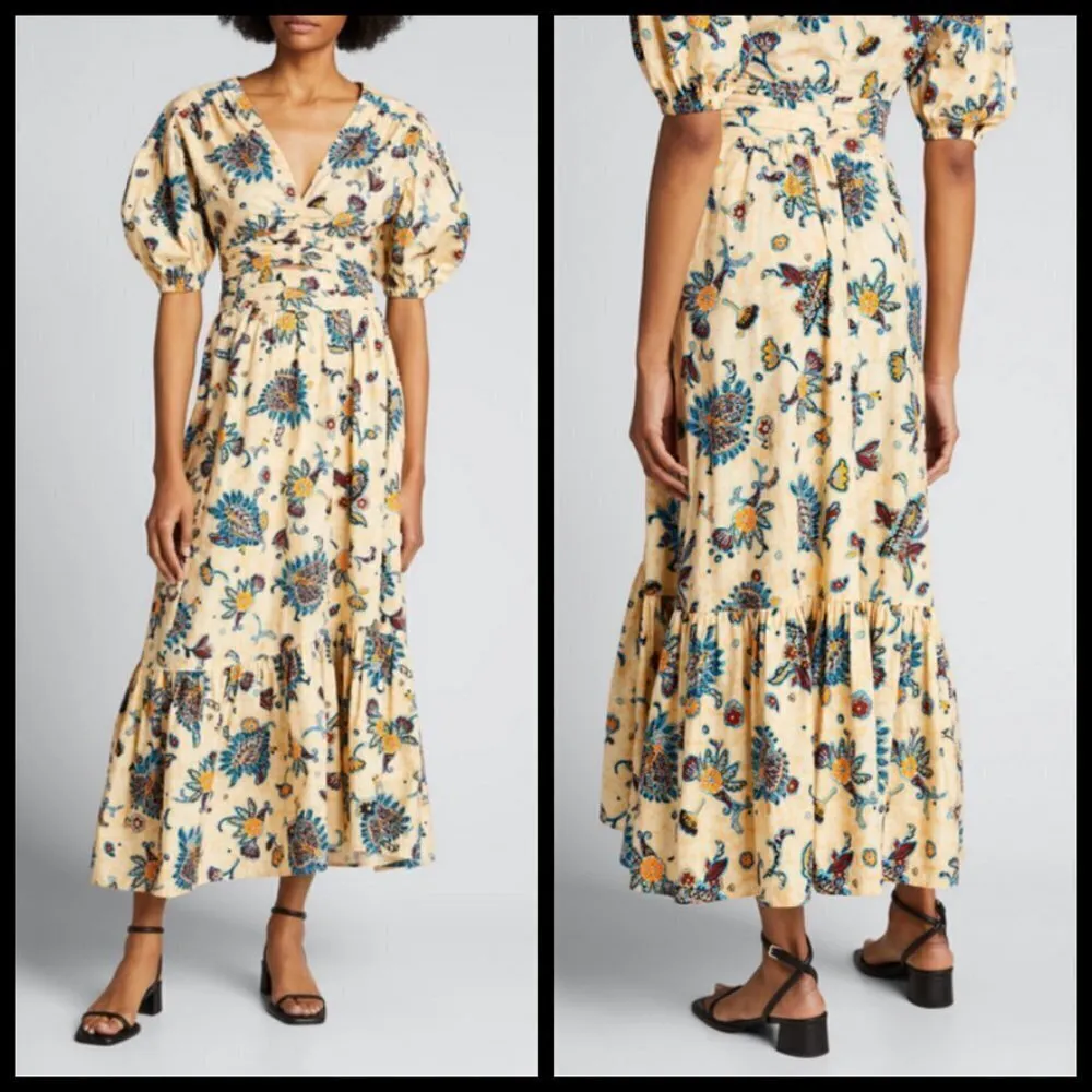 💕A.L.C.💕 Rylan Printed Puff Sleeve Top & Lucie Floral Maxi Skirt  ~ Apricot 2 - Image 10